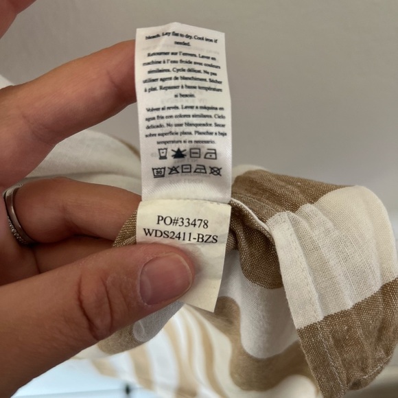 Faherty Willow Wrap Dress Bronze Stripe Short Sleeve Linen Blend Size Medium - Picture 7 of 11